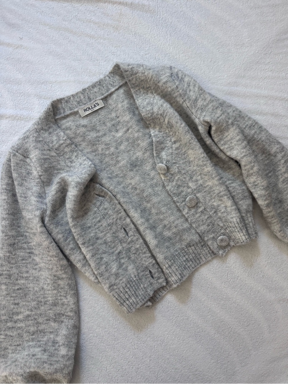 ROLLA'S Heather Gray Cropped Button Cardigan